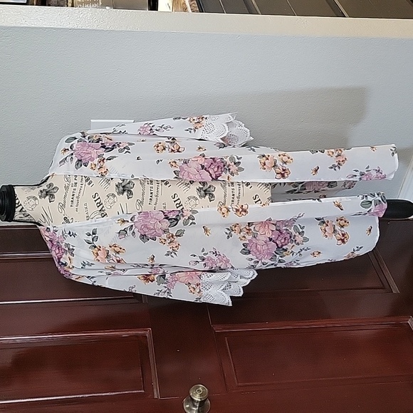 SHEER floral print open front kimono size XL - Picture 1 of 4